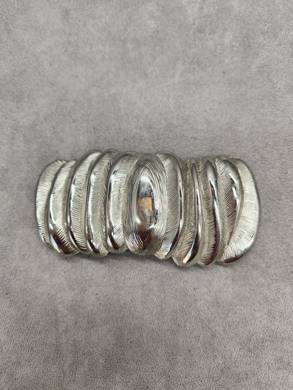 Vintage Dotty Smith belt buckle men's silver tone southwestern Feather western